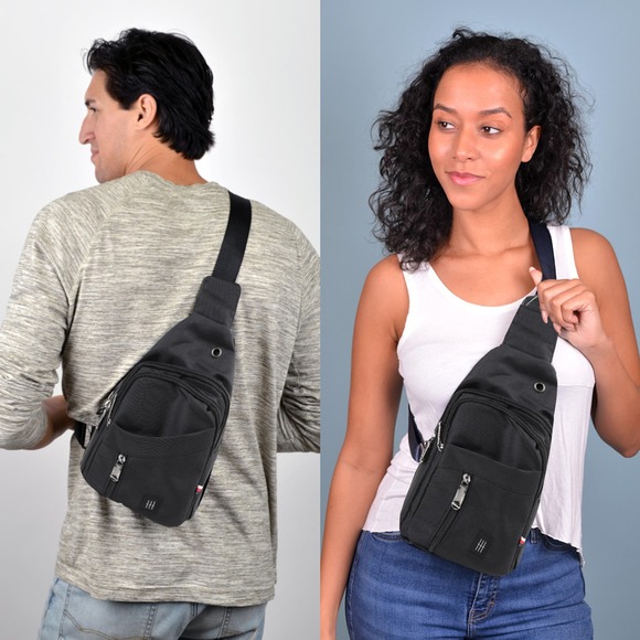 Crossbody Travel Sling Bag With Adjustable Straps Charcoal - Picture 5 of 5